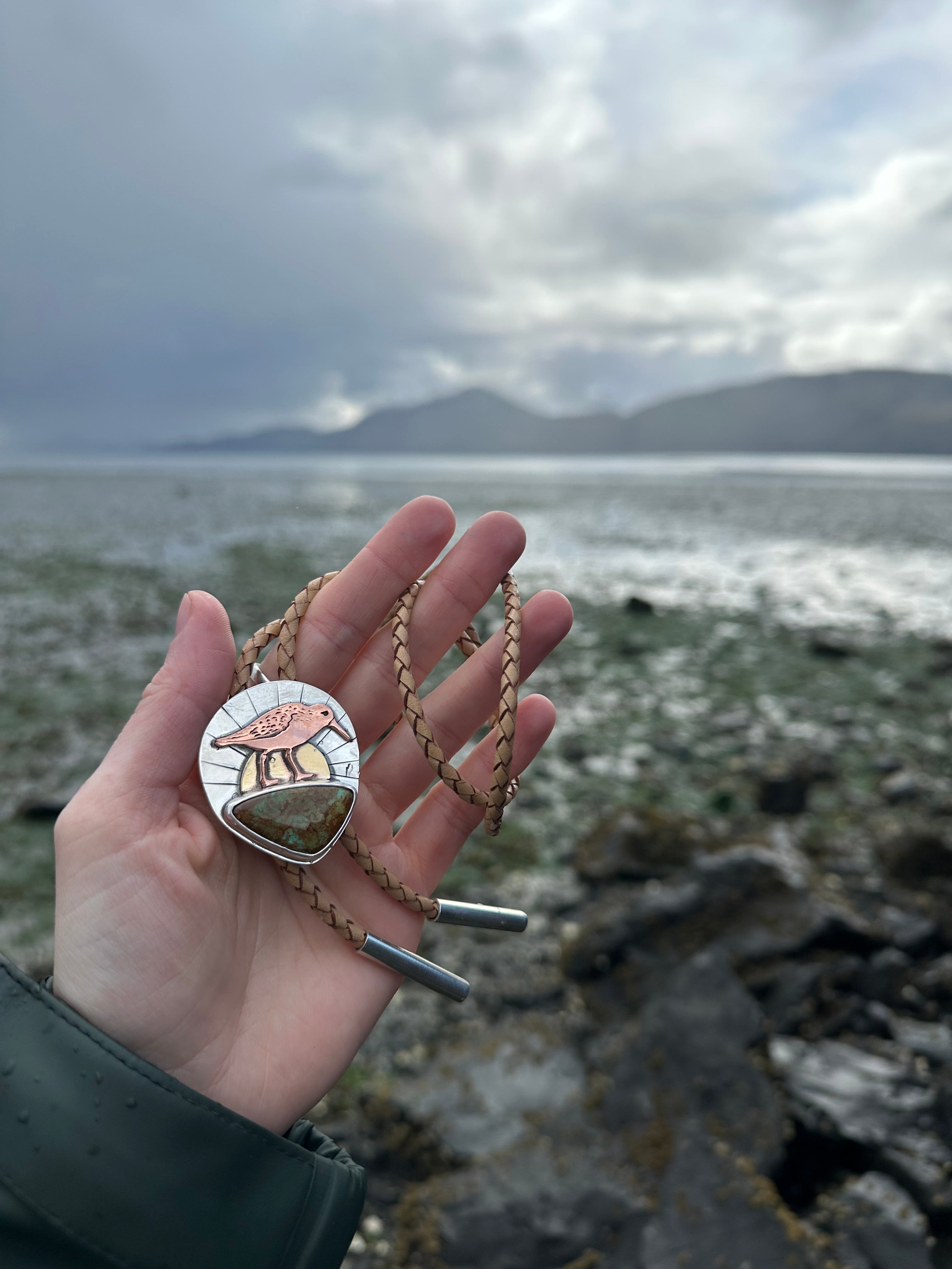 Sunrise Sandpiper bolo tie