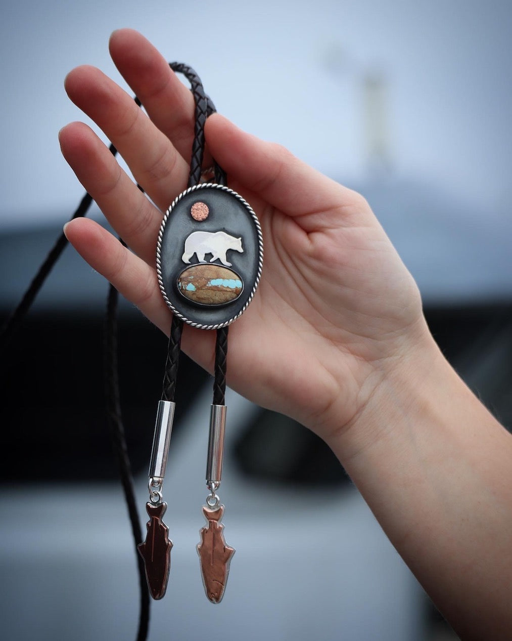 River Bear Bolo Tie